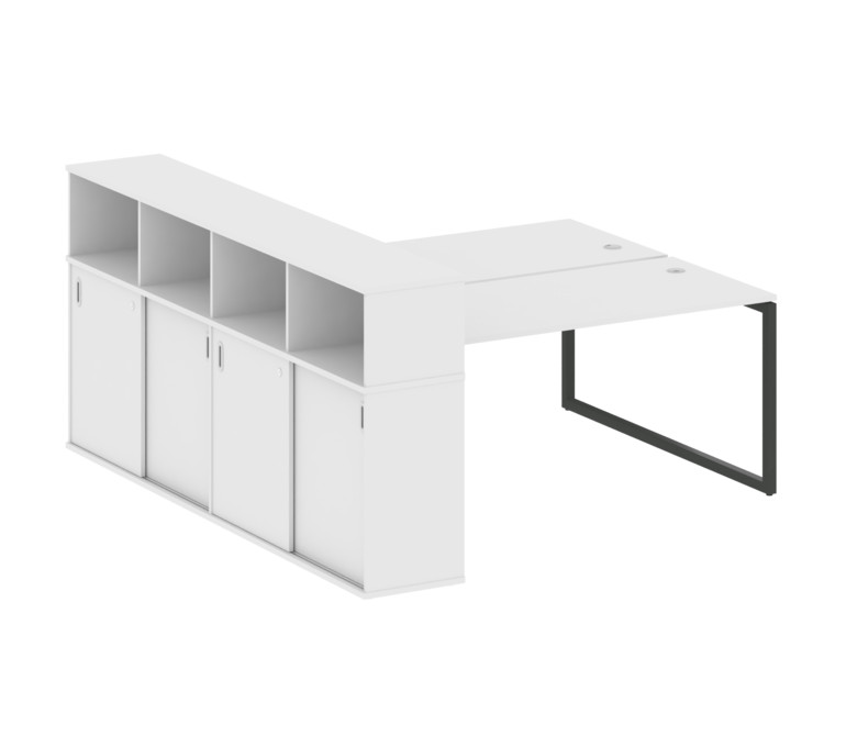 Metal System Quattro Рабочая станция с шкафом-купе на О-образном м/к 40БО.РС-СШК-4.4 Т Белый/Металл