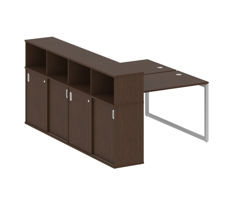 Metal System Quattro Рабочая станция с шкафом-купе на О-образном м/к 40БО.РС-СШК-4.2 Т Венге Цаво/Ме