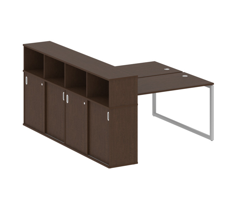 Metal System Quattro Рабочая станция с шкафом-купе на О-образном м/к 40БО.РС-СШК-4.3 Т Венге Цаво/Ме