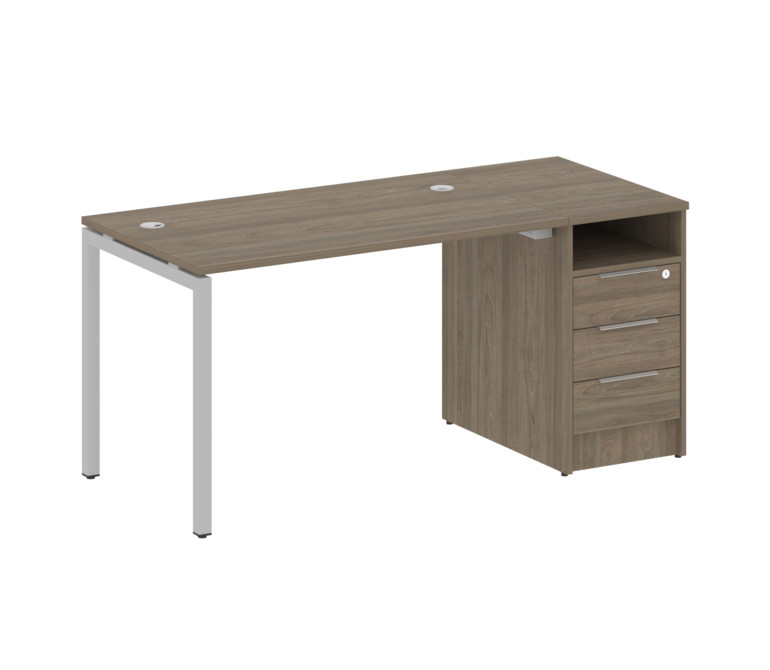 Metal System Quattro Рабочая станция с тумбой на П-образном м/к 40БП.РС-СТП-1.2 Вяз Благородный/Мета