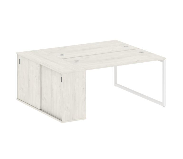 Metal System Quattro Рабочая станция с шкафом-купе на О-образном м/к 40БО.РС-СШК-1.3 Т Дуб Наварра/М