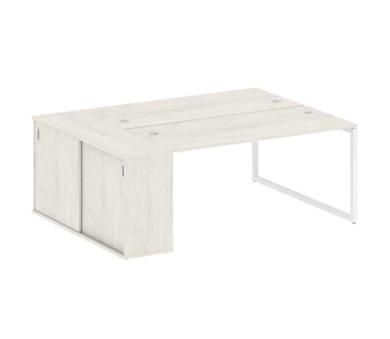 Metal System Quattro Рабочая станция с шкафом-купе на О-образном м/к 40БО.РС-СШК-1.4 Т Дуб Наварра/М