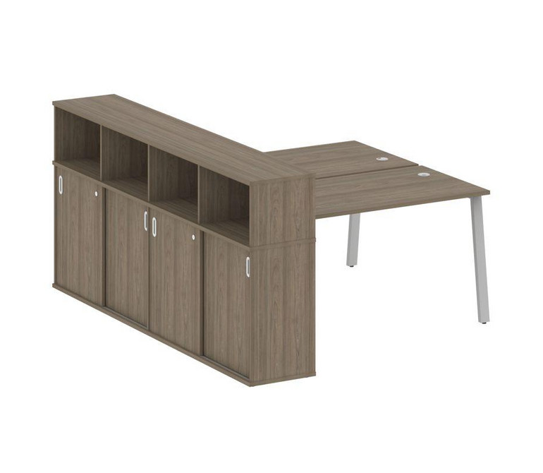 Metal System Рабочая станция с шкафом-купе на А-образном м/к БА.РС-СШК-4.3 Т Вяз Благородный/Металл