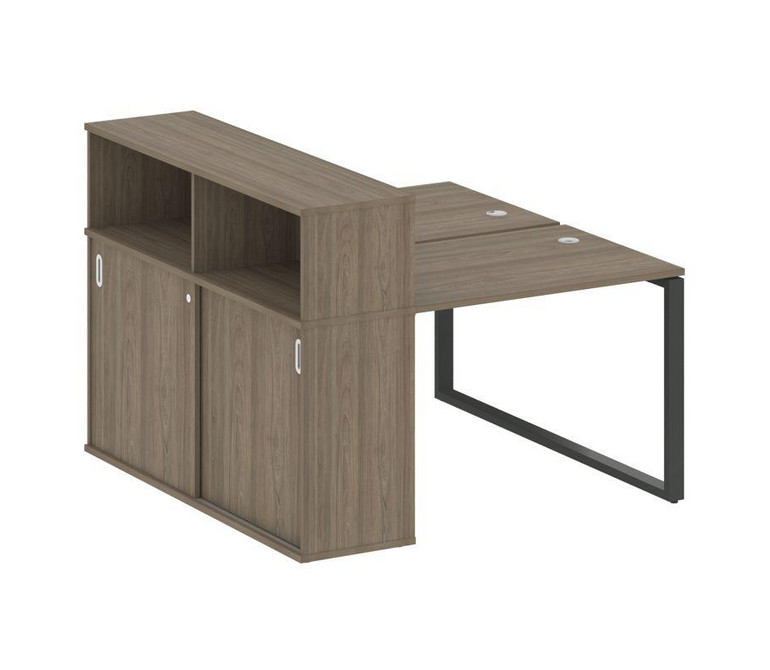 Metal System Рабочая станция с шкафом-купе на О-образном м/к БО.РС-СШК-2.1 Т Вяз Благородный/Металл