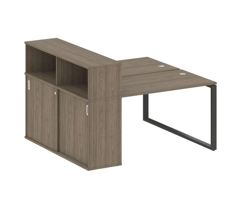 Metal System Рабочая станция с шкафом-купе на О-образном м/к БО.РС-СШК-2.2 Т Вяз Благородный/Металл