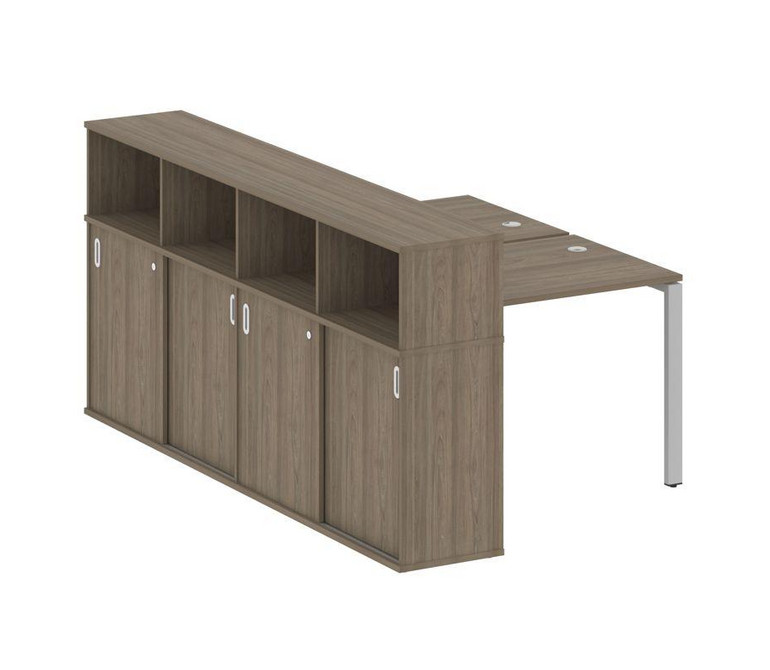 Metal System Рабочая станция с шкафом-купе на П-образном м/к БП.РС-СШК-4.1 Т Вяз Благородный/Металл