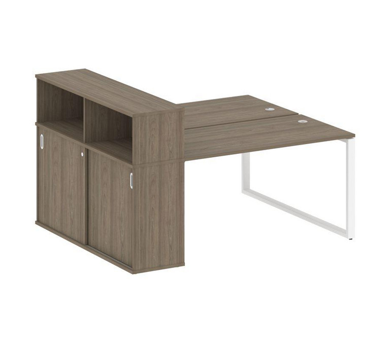 Metal System Рабочая станция с шкафом-купе на О-образном м/к БО.РС-СШК-2.3 Т Вяз Благородный/Металл