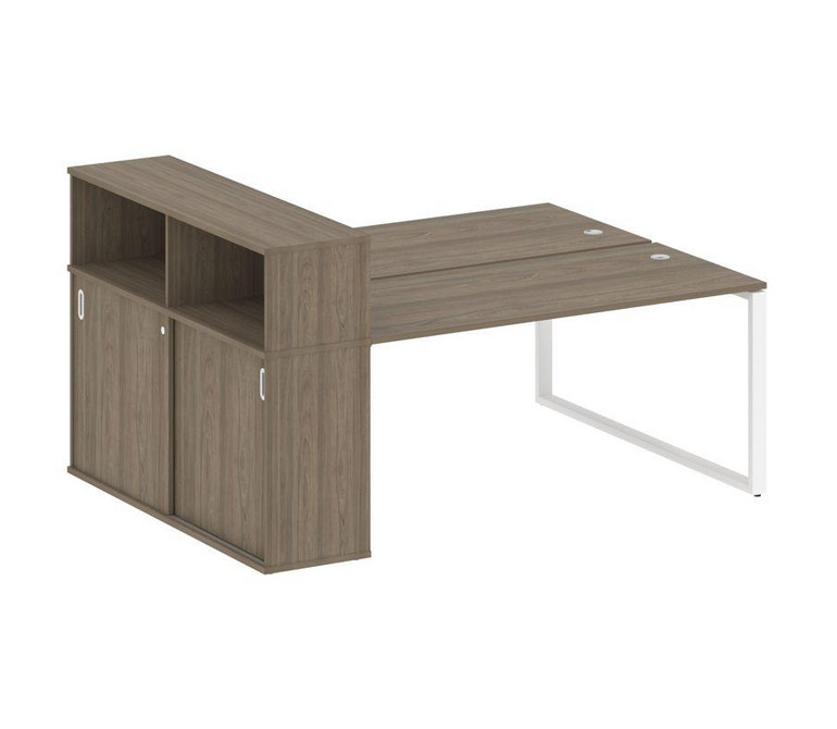 Metal System Рабочая станция с шкафом-купе на О-образном м/к БО.РС-СШК-2.4 Т Вяз Благородный/Металл