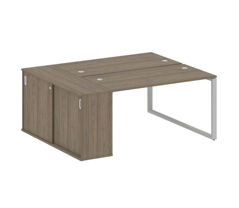 Metal System Рабочая станция с шкафом-купе на О-образном м/к БО.РС-СШК-1.3 Т Вяз Благородный/Металл