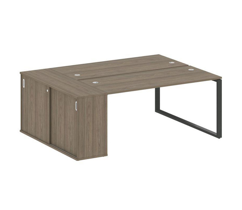 Metal System Рабочая станция с шкафом-купе на О-образном м/к БО.РС-СШК-1.4 Т Вяз Благородный/Металл