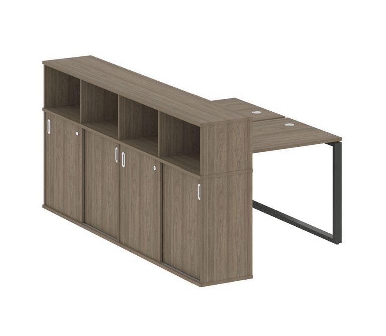 Metal System Рабочая станция с шкафом-купе на О-образном м/к БО.РС-СШК-4.1 Т Вяз Благородный/Металл