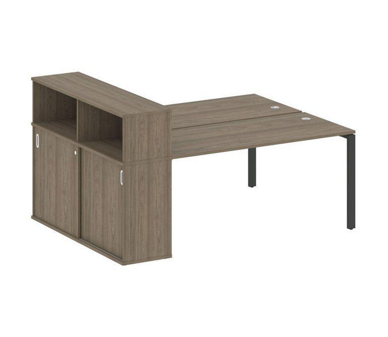 Metal System Рабочая станция с шкафом-купе на П-образном м/к БП.РС-СШК-2.4 Т Вяз Благородный/Металл