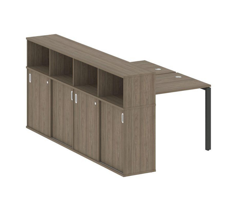 Metal System Рабочая станция с шкафом-купе на П-образном м/к БП.РС-СШК-4.1 Т Вяз Благородный/Металл