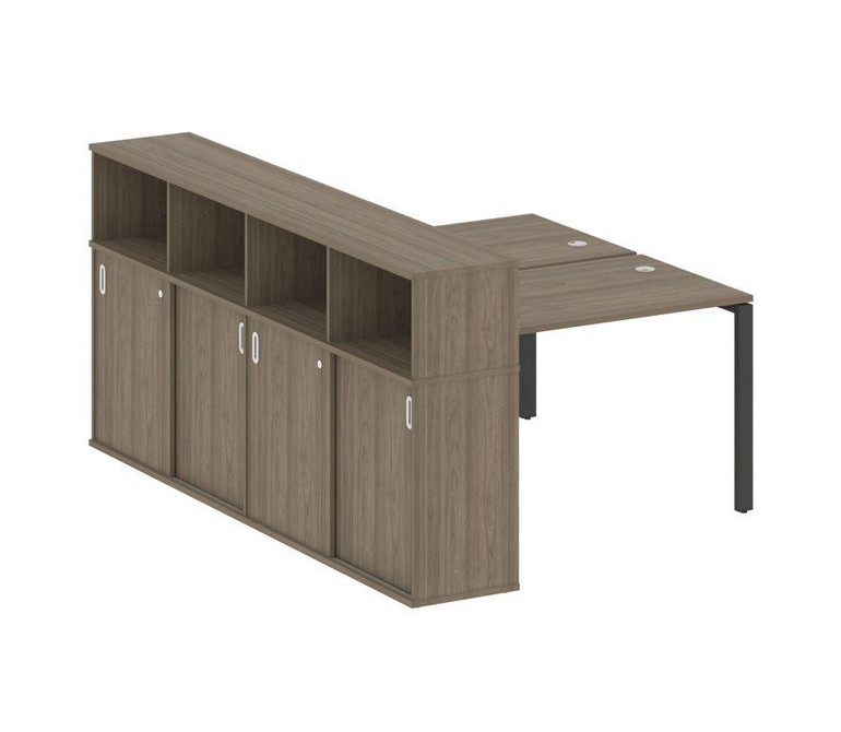 Metal System Рабочая станция с шкафом-купе на П-образном м/к БП.РС-СШК-4.2 Т Вяз Благородный/Металл