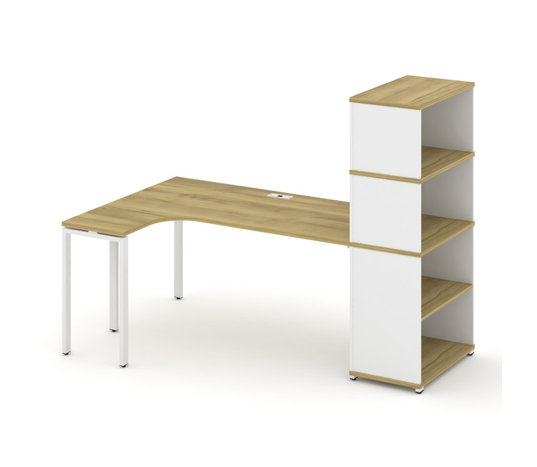 Concept Стол эргономичный с опорным стеллажом с надставкой выс. CN.SA-208(L) Дуб Винченцо/Белый Брил