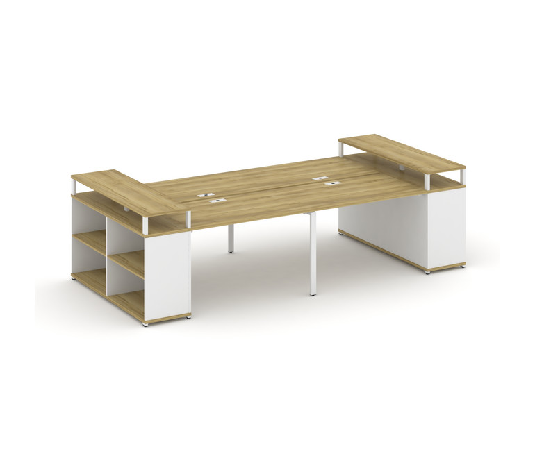 Concept Рабочая станция с опорными стеллажами с верх. горизонтами CN.DRS-250 Дуб Винченцо/Белый Брил