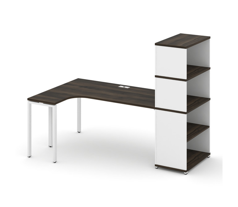 Concept Стол эргономичный с опорным стеллажом с надставкой выс. CN.SA-208(L) Дуб Мали/Белый Бриллиан