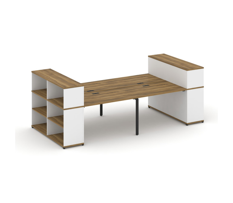 Concept Рабочая станция с опорными стеллажами с надставкой низ. CN.DRS-254 Сандал Янтарный/Белый Бри