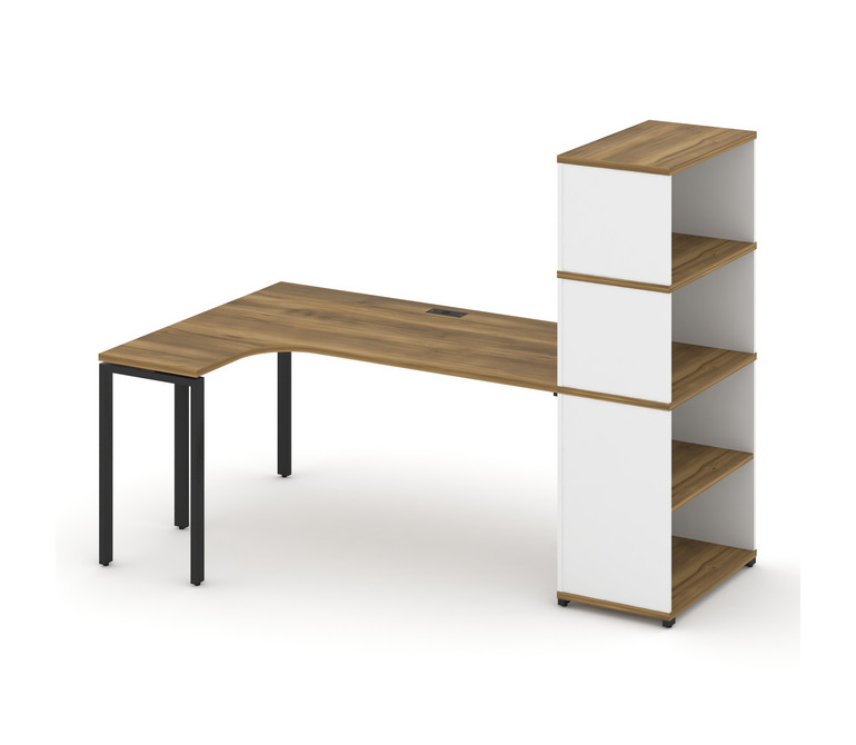 Concept Стол эргономичный с опорным стеллажом с надставкой выс. CN.SA-208(L) Сандал Янтарный/Белый Б