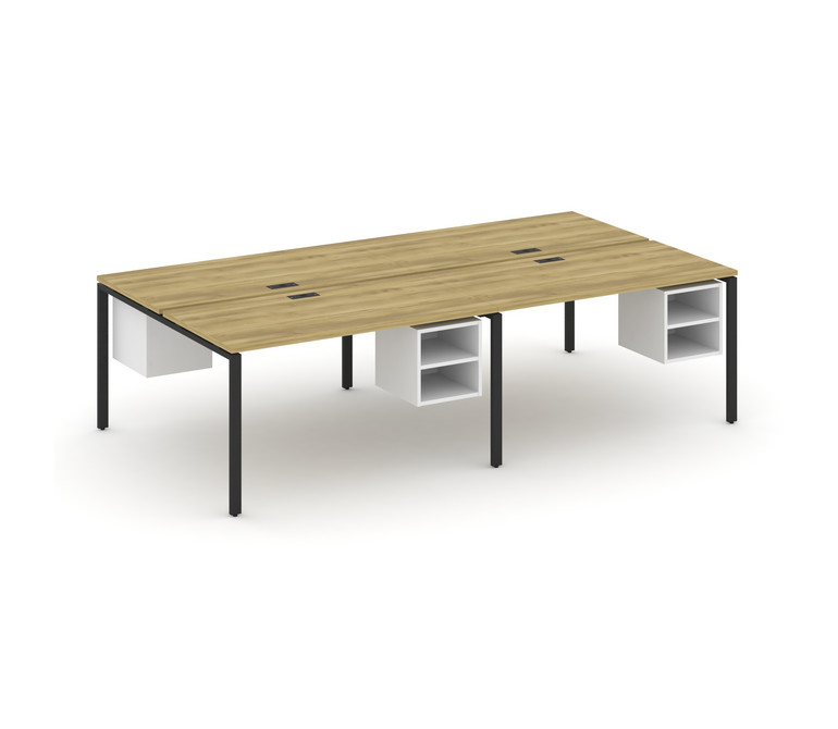 Concept Рабочая станция двухсторонняя с подвесными тумбами на 4 места CN.DRS-127 Дуб Винченцо/Белый