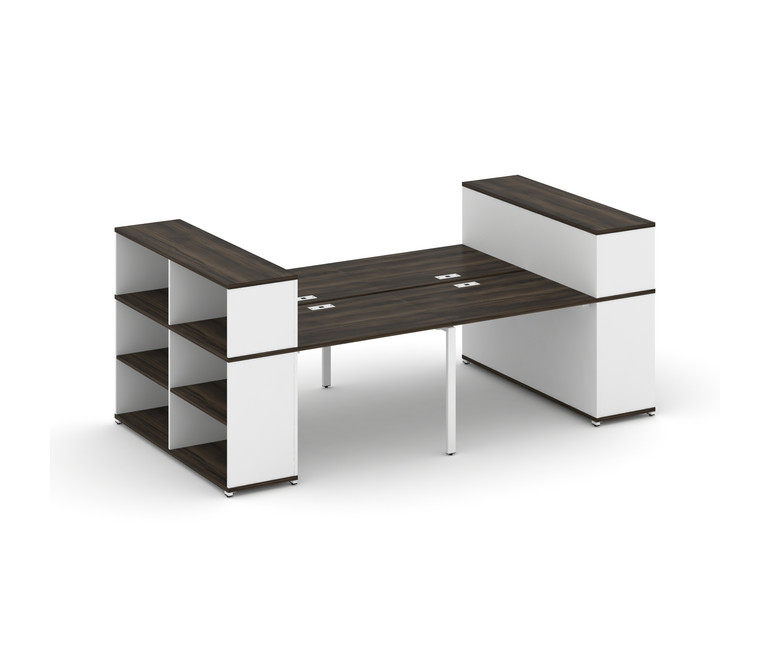 Concept Рабочая станция с опорными стеллажами с надставкой низ. CN.DRS-253 Дуб Мали/Белый Бриллиант/