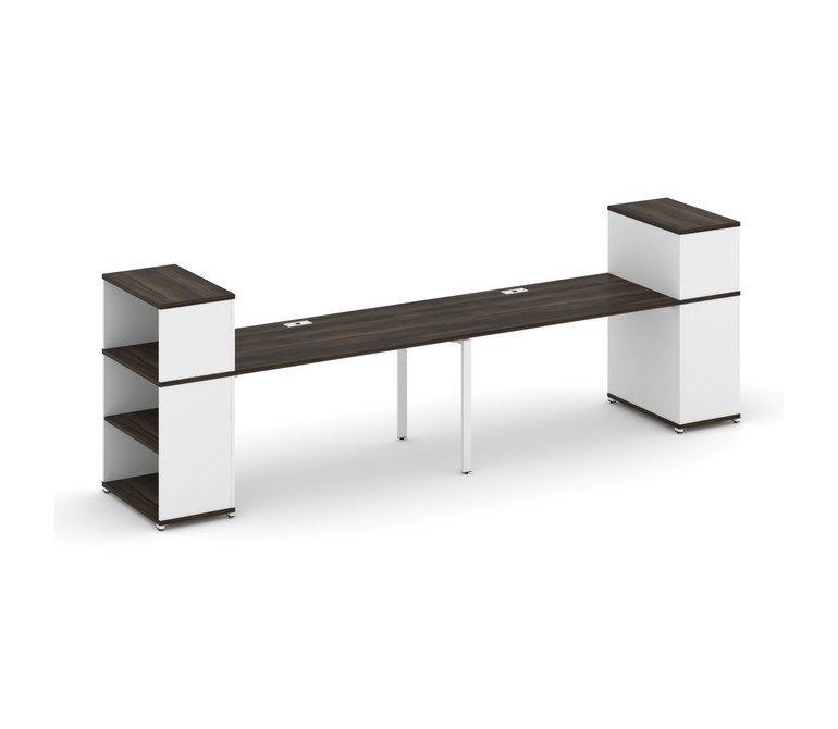 Concept Рабочая станция с опорными стеллажами с надставкой низ. CN.ORS-211 Дуб Мали/Белый Бриллиант/
