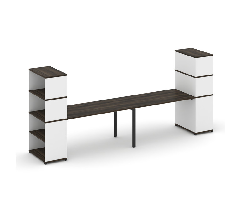 Concept Рабочая станция с опорными стеллажами с надставкой выс. CN.ORS-215 Дуб Мали/Белый Бриллиант/