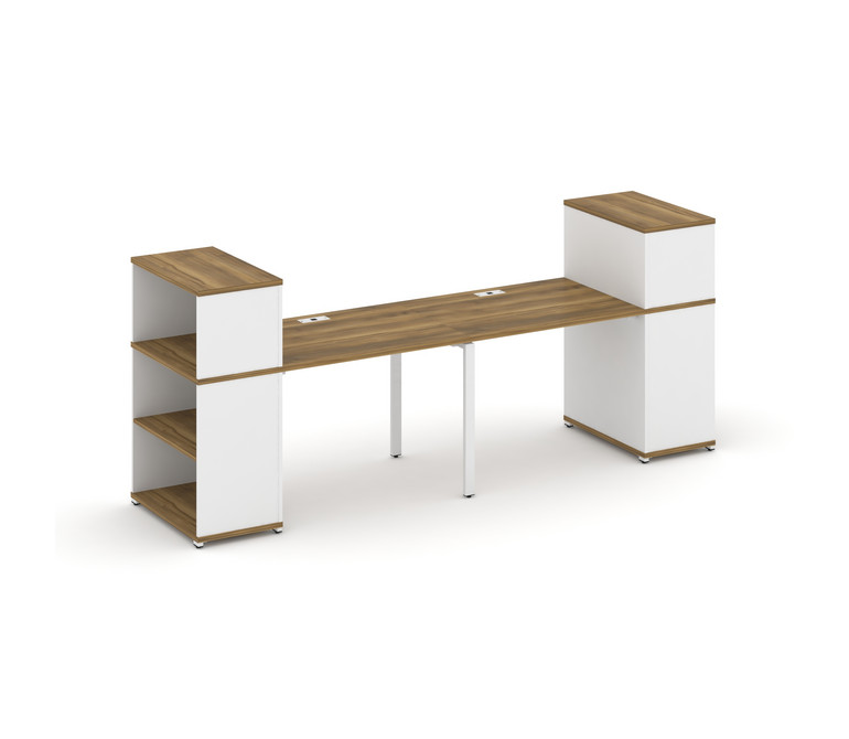 Concept Рабочая станция с опорными стеллажами с надставкой низ. CN.ORS-209 Сандал Янтарный/Белый Бри