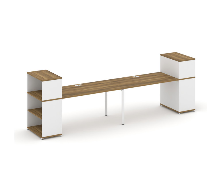 Concept Рабочая станция с опорными стеллажами с надставкой низ. CN.ORS-211 Сандал Янтарный/Белый Бри