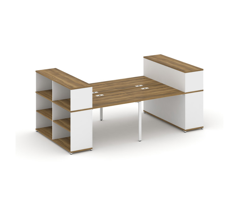 Concept Рабочая станция с опорными стеллажами с надставкой низ. CN.DRS-253 Сандал Янтарный/Белый Бри