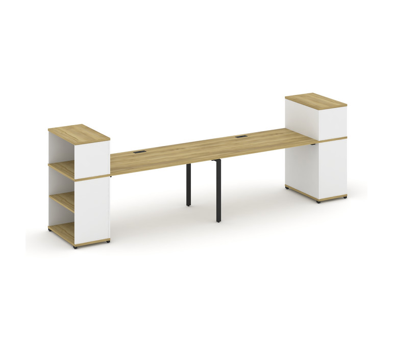 Concept Рабочая станция с опорными стеллажами с надставкой низ. CN.ORS-211 Дуб Винченцо/Белый Брилли