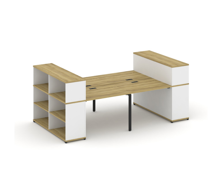 Concept Рабочая станция с опорными стеллажами с надставкой низ. CN.DRS-253 Дуб Винченцо/Белый Брилли