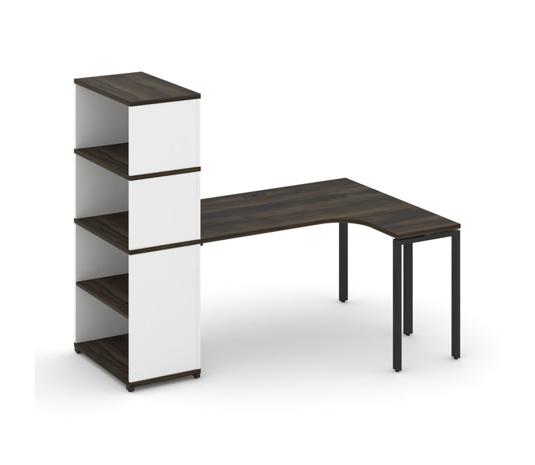 Concept Стол эргономичный с опорным стеллажом с надставкой выс. CN.SA-207(R) Дуб Мали/Белый Бриллиан