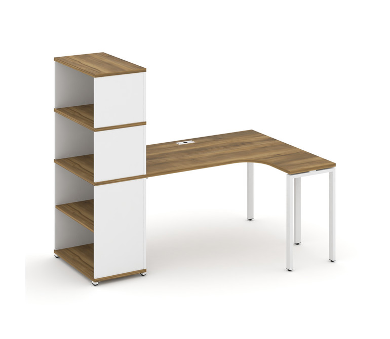Concept Стол эргономичный с опорным стеллажом с надставкой выс. CN.SA-207(R) Сандал Янтарный/Белый Б