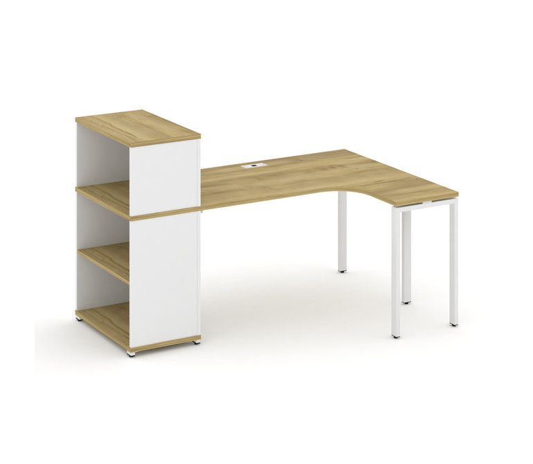 Concept Стол эргономичный с опорным стеллажом с надставкой низ. CN.SA-205(R) Дуб Винченцо/Белый Брил