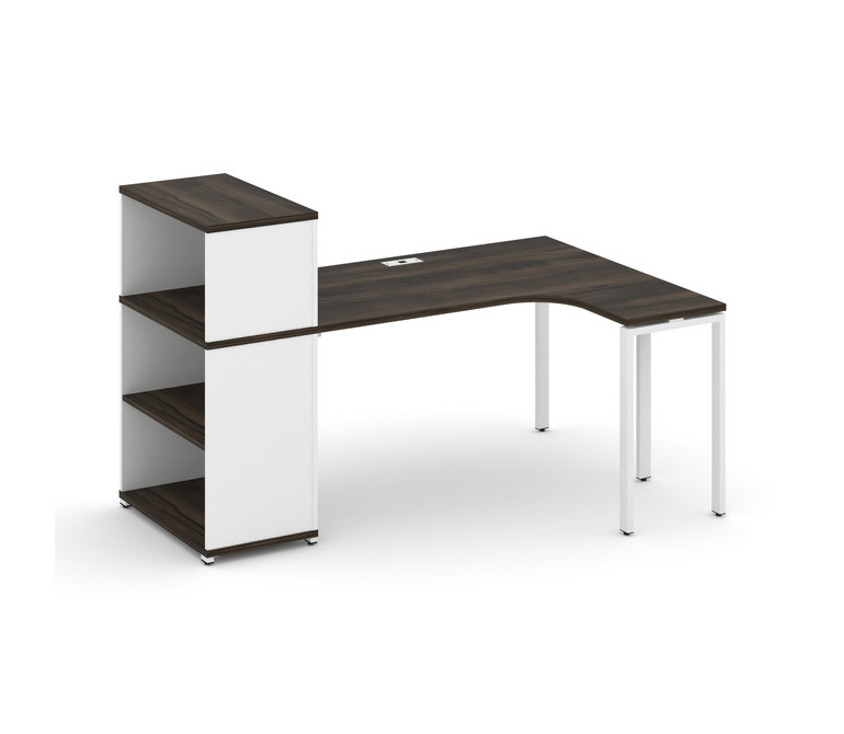 Concept Стол эргономичный с опорным стеллажом с надставкой низ. CN.SA-205(R) Дуб Мали/Белый Бриллиан