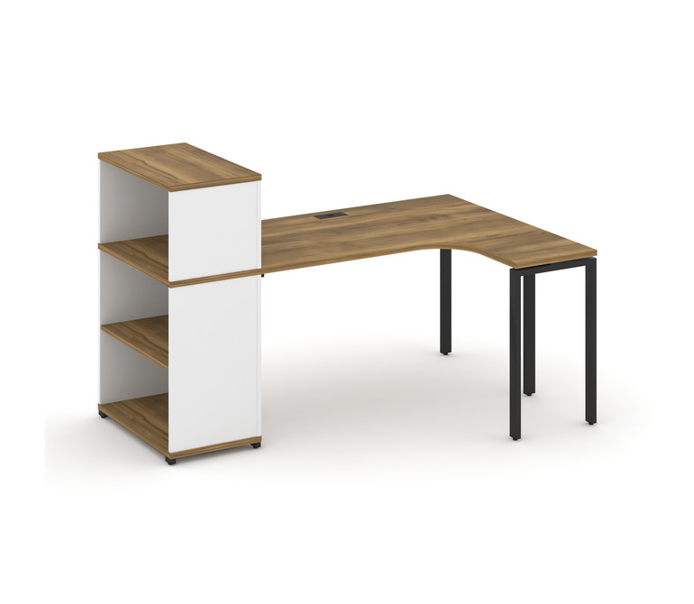 Concept Стол эргономичный с опорным стеллажом с надставкой низ. CN.SA-205(R) Сандал Янтарный/Белый Б