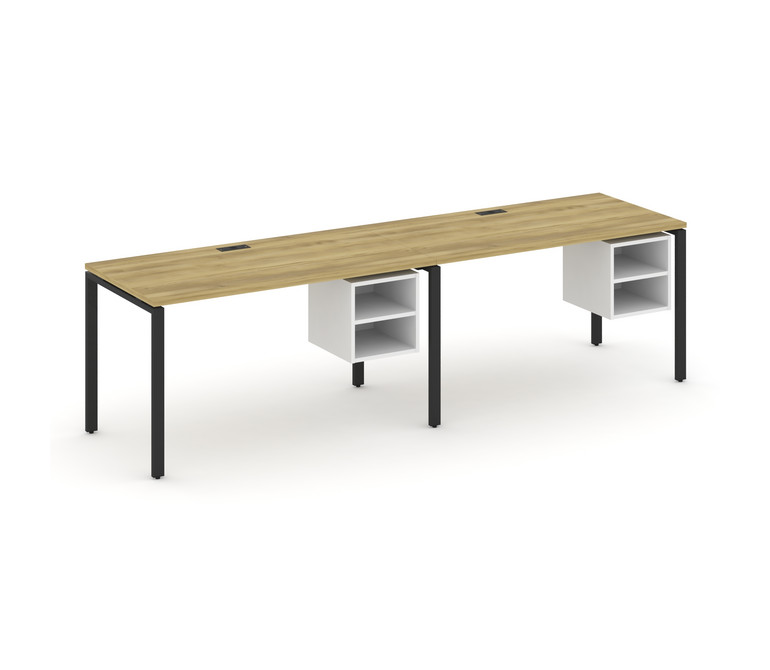 Concept Рабочая станция односторонняя с подвес. тумбами 2 места CN.ORS-107 Дуб Винченцо/Белый Брилли
