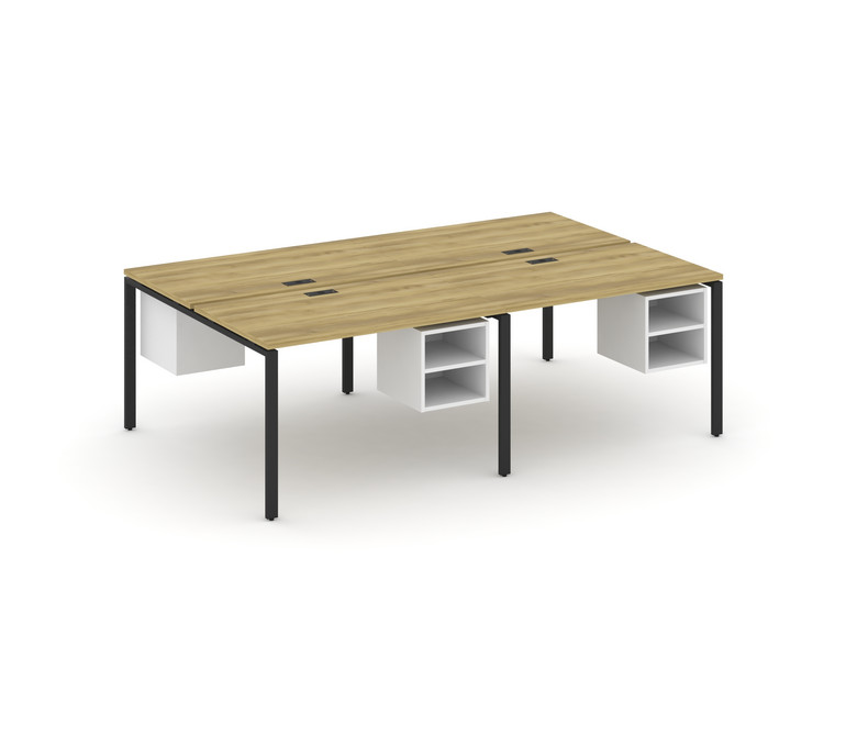 Concept Рабочая станция двухсторонняя с подвесными тумбами на 4 места CN.DRS-126 Дуб Винченцо/Белый