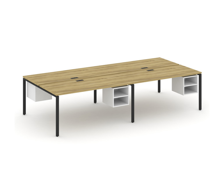 Concept Рабочая станция двухсторонняя с подвесными тумбами на 4 места CN.DRS-128 Дуб Винченцо/Белый