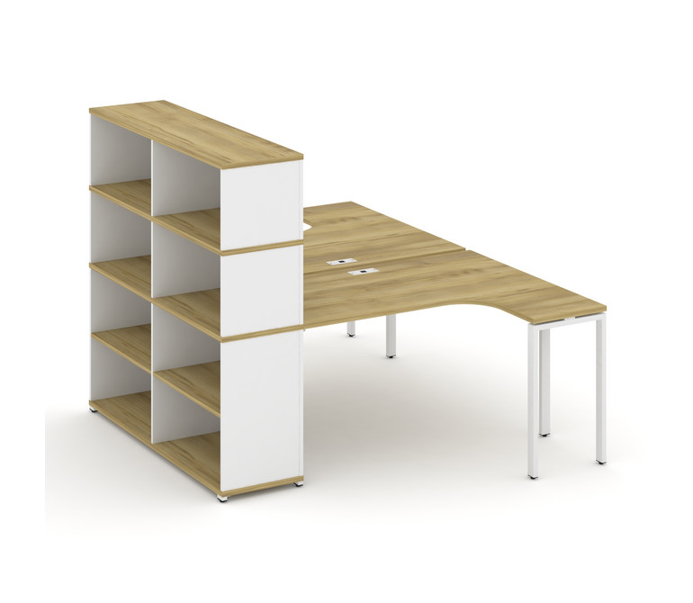 Concept Рабочая станция с опорным стеллажом с надставкой выс. CN.DSA-207 Дуб Винченцо/Белый Бриллиан