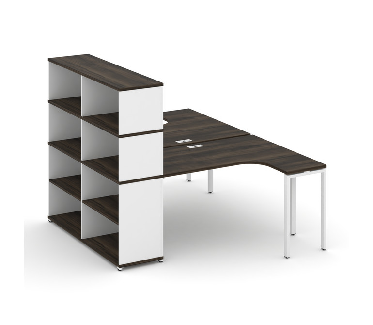 Concept Рабочая станция с опорным стеллажом с надставкой выс. CN.DSA-207 Дуб Мали/Белый Бриллиант/Ме