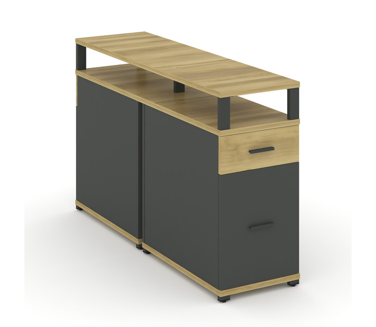 Concept Тумба двухсторонняя опорная/приставная 1 ящ.+1 распаш. фасад с надставкой. CN.DTGO-006 A Дуб