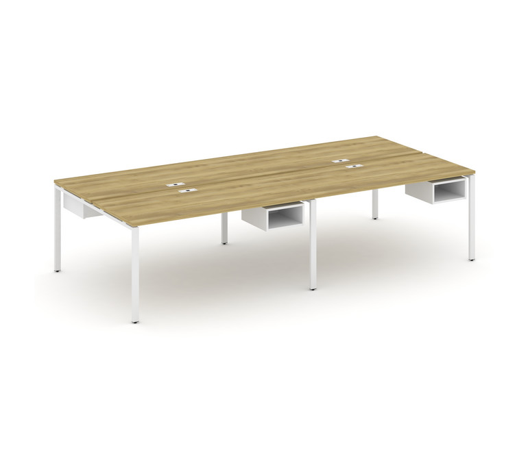 Concept Рабочая станция двухсторонняя с подвесными тумбами на 4 места CN.DRS-124 Дуб Винченцо/Белый