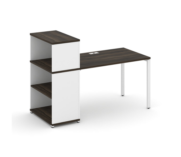 Concept Стол рабочий с опорным стеллажом с надставкой низ. CN.SP-210 Дуб Мали/Белый Бриллиант/Металл