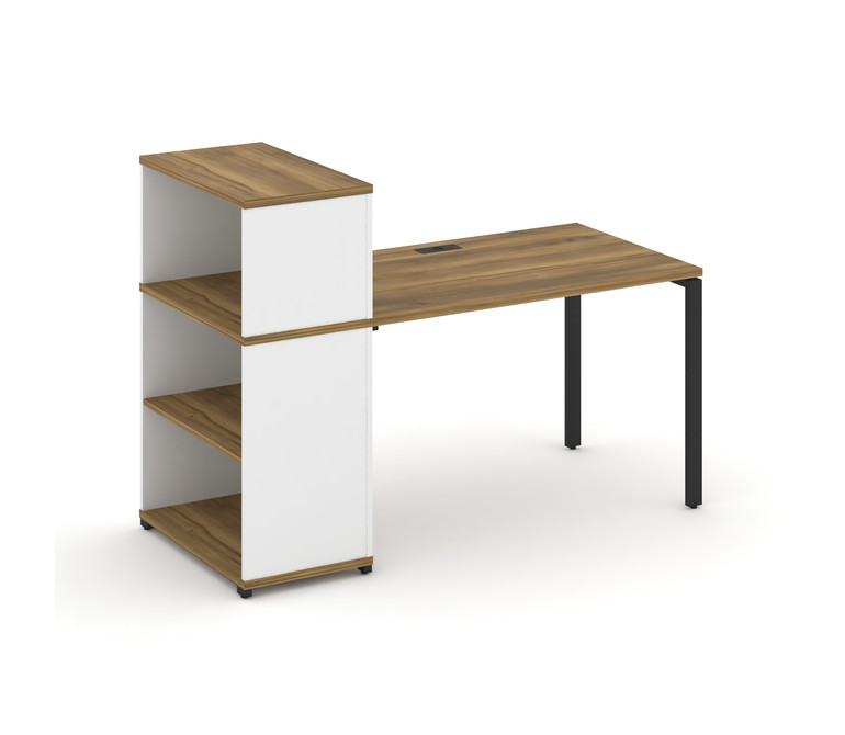 Concept Стол рабочий с опорным стеллажом с надставкой низ. CN.SP-210 Сандал Янтарный/Белый Бриллиант