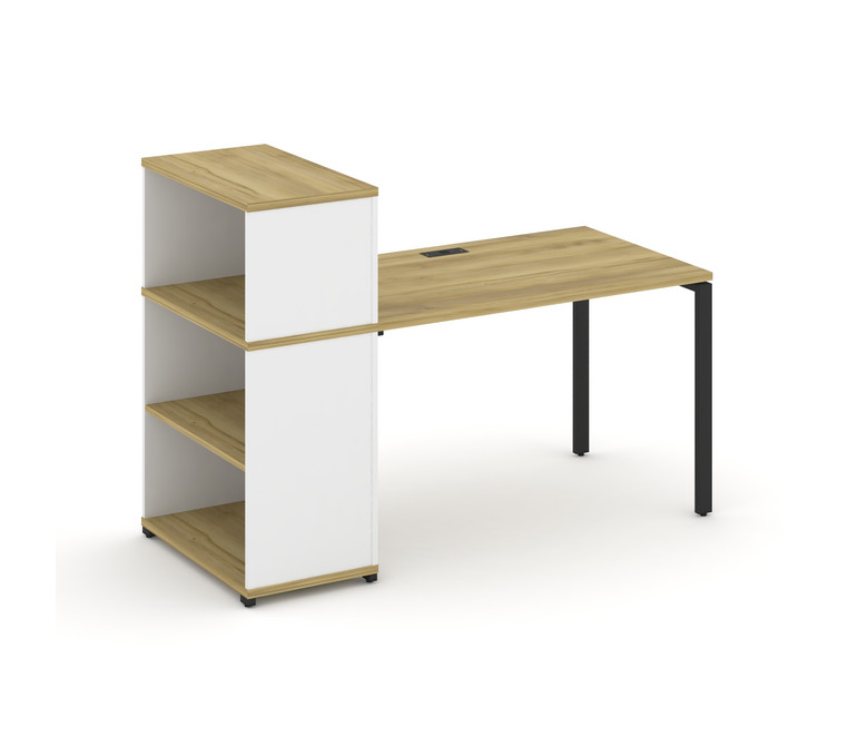 Concept Стол рабочий с опорным стеллажом с надставкой низ. CN.SP-210 Дуб Винченцо/Белый Бриллиант/Ме