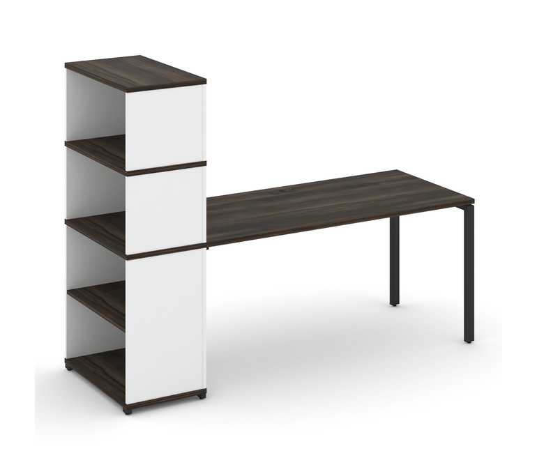 Concept Стол рабочий с опорным стеллажом с надставкой выс. CN.SP-216 Дуб Мали/Белый Бриллиант/Металл