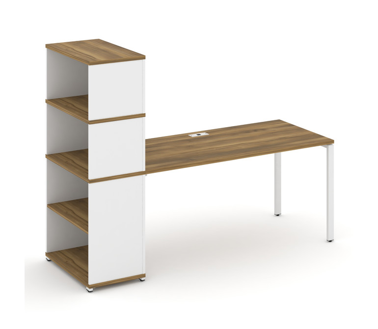 Concept Стол рабочий с опорным стеллажом с надставкой выс. CN.SP-216 Сандал Янтарный/Белый Бриллиант
