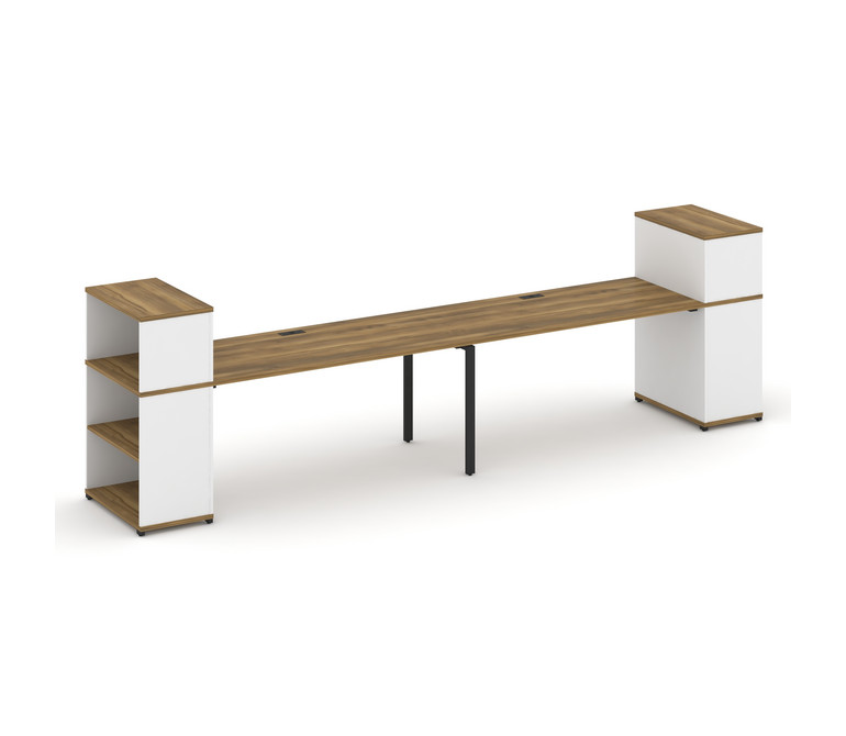 Concept Рабочая станция с опорными стеллажами с надставкой низ. CN.ORS-212 Сандал Янтарный/Белый Бри
